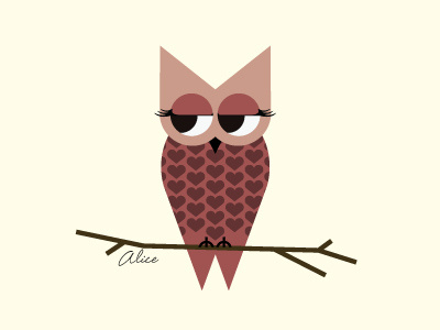 Alice hearts illustration owl