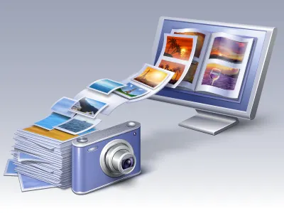 Illustration for FlippingBook Photographer camera computer icon iconka leaf monitor paper photo photograph photographer pile screen sheet