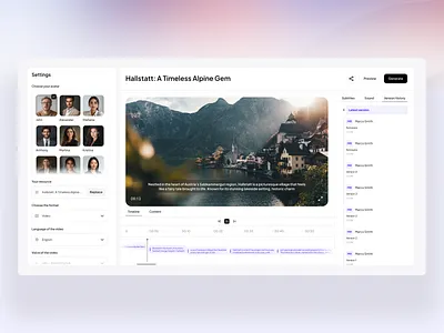 AI Generator of the videos ai aidesign design editing modern plarform ui video web