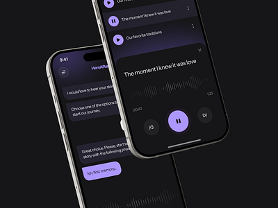 Hereafter mobile app redesign ai app dark dark app mobile mobile app purple ui