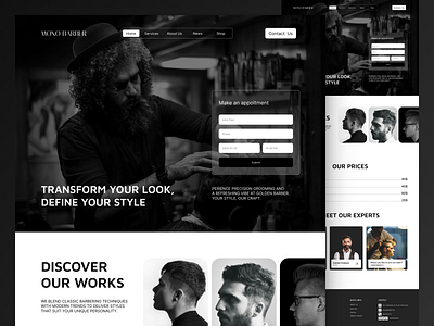 MonoBarber - Barbershop Landing Page barber barber shop branding clean haircut hairdresser hairsalon landing page stylist ui ux web design website