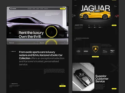 Karzone - Luxury Car Rental Landing Page booking car cars clean dark design drive homepage landing page luxury minimalist rent rental car sport car swiss ui ux vehicle web design website