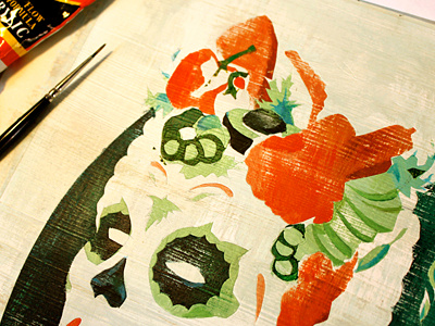 Process: La Carnita lady colorful day of the dead food illustration jacqui la carnita los dias de los muertos mexican oakley paint process texture