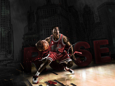 Dribbbling adidas advertising art direction basketball derrick illustration nba photo manipulation rose