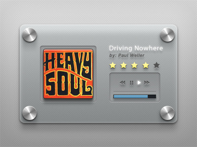 Glass Music Player - Free PSD album buttons cool freebie glass lights metal modern music player see throught slick transparent ui user interface