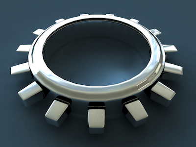 Gear Experiment 3d chrome gear mirror reflection shiny