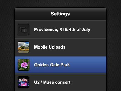 Popup UI albums blue dark ios listview popup
