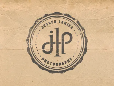 Jeslyn Lanier Photography distress identity lettering logo seal typography