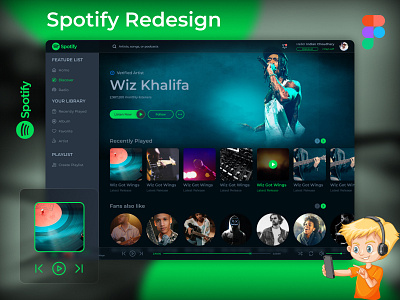 Spotify Redesign design figma landing music page ui ux