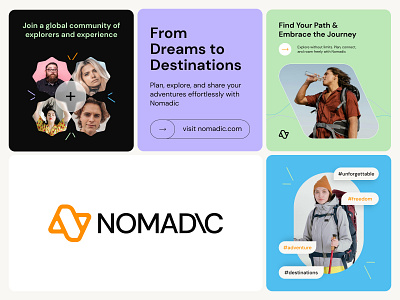 NOMADIC - Travel & Tourism Brand Identity adventure brand guidelines brand identity branding freedom graphic design holidays journey logo design modern logo plane logo tour logo tourism logo travel travel agency travel agency logo travel branding travel logo vacation visual identity