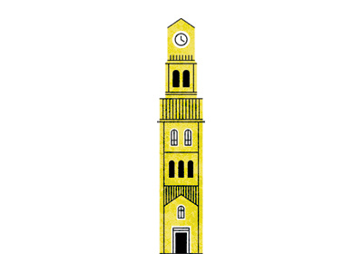 Building 6 black building illo illustration lines lots of lines structured windows yellow yellow ish