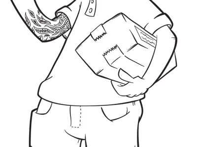 Delivery line art package tattoo