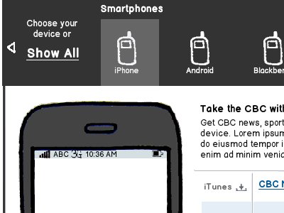 Mobile Services mobile wireframe