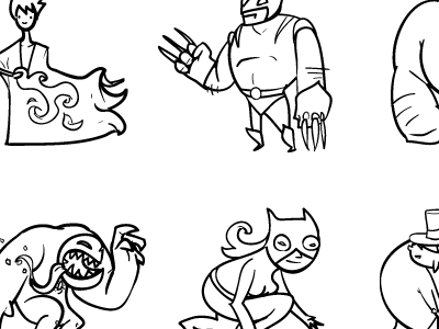 Heroes & Villians Outlines character fun hero icons villian