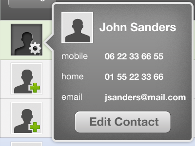 iPad contact details dialog ipad ui