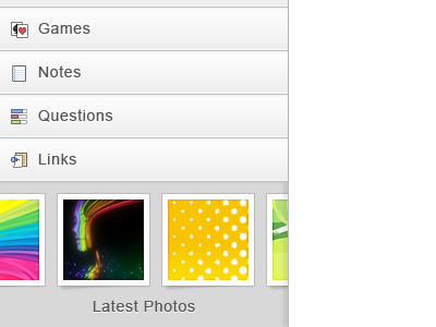 Sidebar Latest Photos app facebook gallery ipad login photos ui
