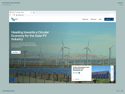 QUASAR Homepage animation environment sustainability green energy parallax recycling renewable energy solar energy solar panel sustainable uidesign uxuidesign web design webdesign website windmill