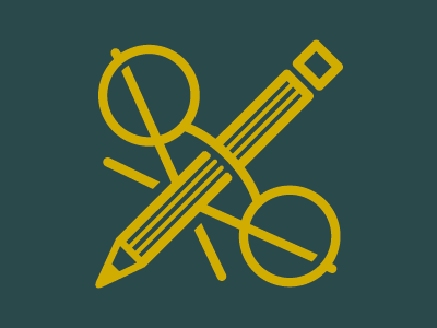 Read & Write Rebound glasses icon lines mark pencil