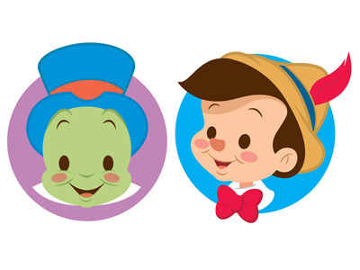 Kawaiicons - Pinnochio cute disney jiminy cricket kawaii pinocchio
