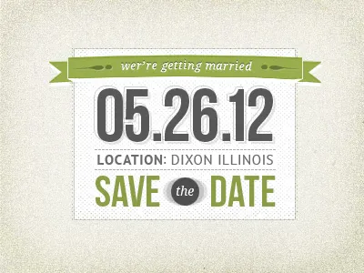 Save The Date layout ribbon save the date texture type typography wedding