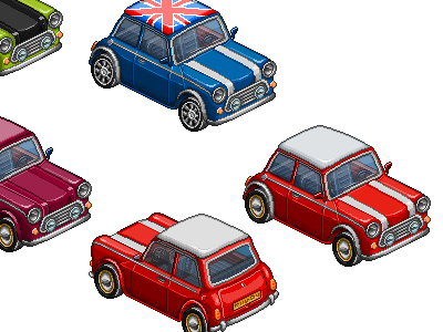 Mini Morris car isometric pixel art