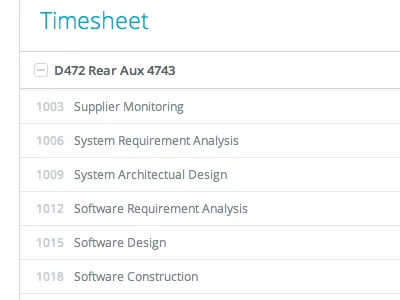 Timesheet list ui white