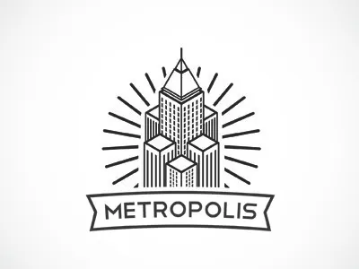 Metropolis black and white brand identity branding building city empire high risers logo metropolis sky scrappers skyline tower