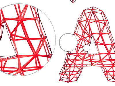 Wireframe Letter Alphabet 3d abc alphabet conceptual design document font graphic illustration letter style symbol text type typeset typographic typography wireframe