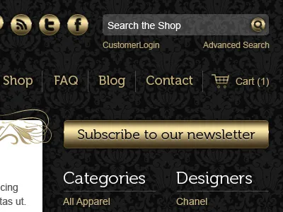 Black and Gold black damask gold web design website