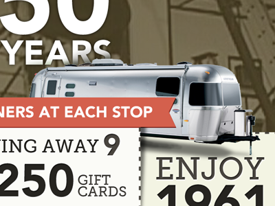 Enjoy 1961 50 airstream anniversary avenir museo typography vintage