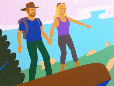 My Wife and I in the Mural boulder hiking mural paint people self portrait wip