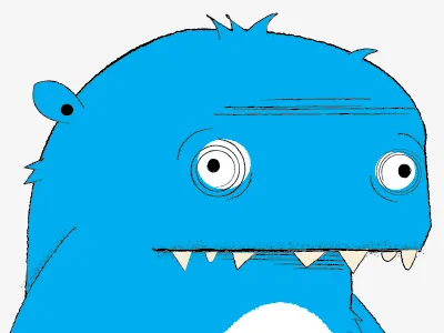 Monster blue fun monster teeth vector