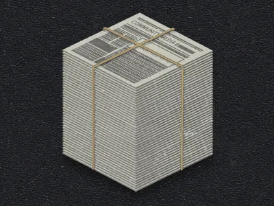 Stacked 34 icon illustration isometric media newspaper stack string texture