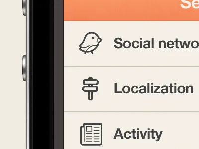 New IOS iPhone app design | Settings UI,UX interface apps blue brown design interface iphone orange ui