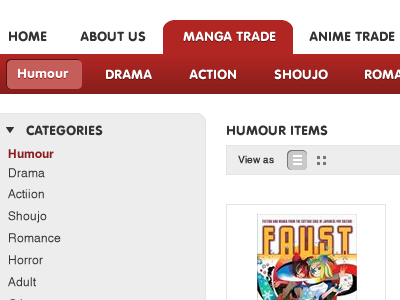 UI clean list nav navigation red simple ui white