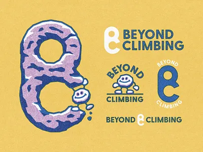 Beyond Climbing Brand Kit brand branding character fun illustration logo mascot rock rock climbing vintage