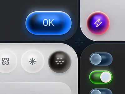 Buttons buttons glassy shiny skeuomorphism ui