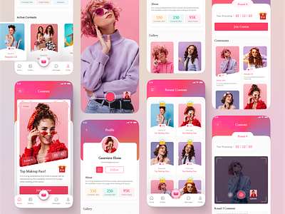 Beauty Contest App Design appdesign beautyapp contestapp creativedesign dailyui designsystem figmadesign minimaldesign mobileapp mobiledesign ui uiuxdesign userexperience ux