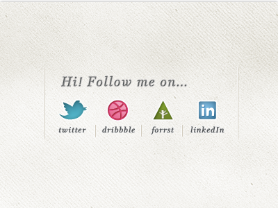 Icons for my portfolio dribbble follow forrst icon linkedin media social texture twitter