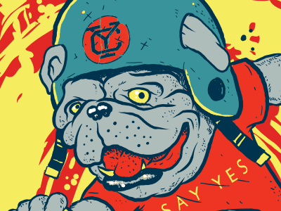 YC Bulldog design illustration merch t shirt