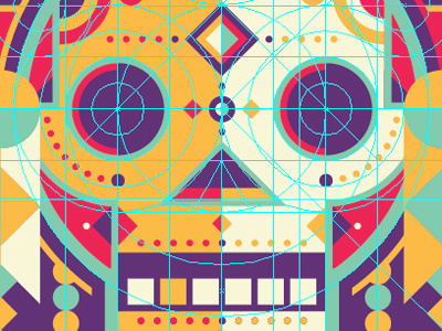 Mystery Project 7 dan kuhlken dkng geometric guides nathan goldman purple screen print skull teal warrior yellow