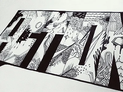 Action Drawing black drawing typography white