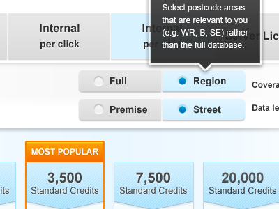 Pricing pricing select table