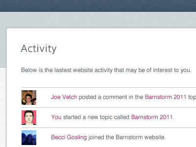 Social Web App Activity activity social