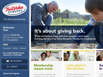 True Value Consumer Loyalty ui design website