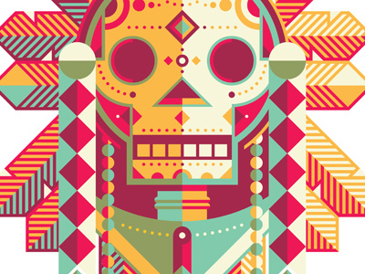 Mystery Project 7.1 dan kuhlken dkng geometric headdress nathan goldman red screen print skull teal warrior yellow