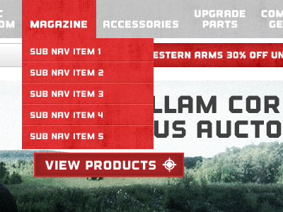 Airsoft hobby concept 2 content slider ecommerce gray grunge hobby military red sub navigation texture typography