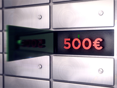 You've just won 500€! ae c4d game metal money safe