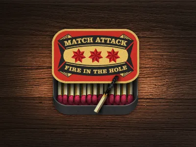 Matchbox app box fire game icon illustration iphone logo match star