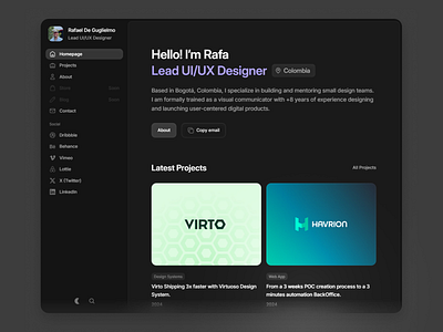 Framer Portfolio case study dark theme framer portfolio responsive ui ux